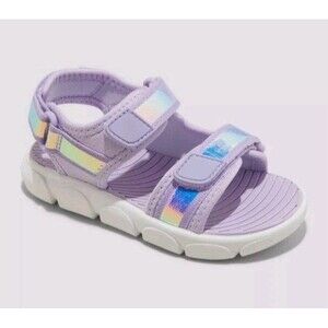 Cat & Jack Toddler Purple Micah Adventure Iridescent 0pen toe Sandals Strap